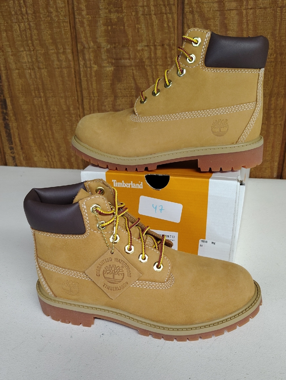 Timberland Wheat/Tan Nubuck Leather Work Boots with Dark Brown Collar